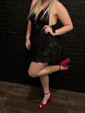 Black Sequin Mini Dress
